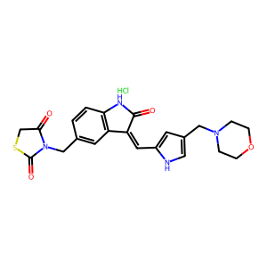 CAS: 1265966-31-1 | OR1063572 | 3-((3-((4-(Morpholinomethyl)-1H-pyrrol-2-yl)methylene)-2-oxoindolin-5-yl)methyl)thiazolidine-2,4-dione hydrochloride
