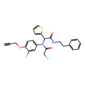 CAS: 2883115-46-4 | OR1074598 | 2-Chloro-N-(3-chloro-4-(prop-2-yn-1-yloxy)phenyl)-N-(2-oxo-2-(phenethylamino)-1-(thiophen-2-yl)ethyl)acetamide