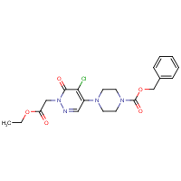 CAS:1000018-18-7 | OR15472 | 4-[5-Chloro-1-(2-ethoxy-2-oxoethyl)-6-oxo-1,6-dihydropyridazin-4-yl]piperazine, N1-CBZ protected