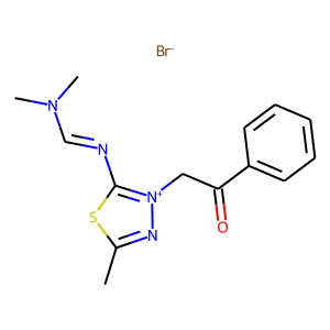 CAS:106860-05-3 | OR21666 | 2-{[(dimethylamino)methylidene]amino}-5-methyl-3-(2-oxo-2-phenylethyl)-1,3,4-thiadiazol-3-ium bromid