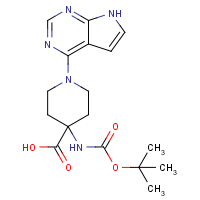 CAS:956460-96-1 | OR305549 | 4-[(tert-Butoxycarbonyl)amino]-1-(7H-pyrrolo[2,3-d]pyrimidin-4-yl)piperidine-4-carboxylic acid