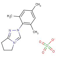 CAS: 1334529-08-6 | OR307710 | 2-(2,4,6-Trimethyl-phenyl)-2,5,6,7-tetrahydro-pyrrolo[2,1-c][1,2,4]triazol-4-ylium perchlorate