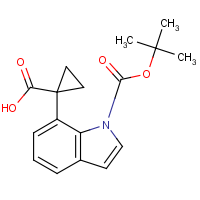 CAS:  | OR480138 | 1-(1-(tert-butoxycarbonyl)-1H-indol-7-yl)cyclopropane-1-carboxylic acid