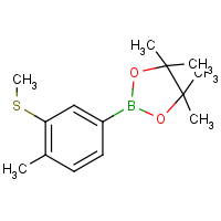 CAS: | OR71030 | 4,4,5,5-Tetramethyl-2-(4-methyl-3-(methylthio)phenyl)-1,3,2-dioxaborolane