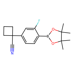 CAS: 2326492-11-7 | PC1003662 | 1-(3-Fluoro-4-(4,4,5,5-tetramethyl-1,3,2-dioxaborolan-2-yl)phenyl)cyclobutane-1-carbonitrile