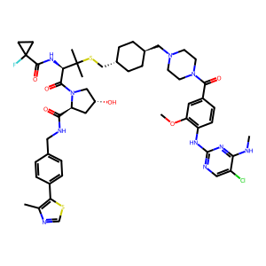 CAS: 3011029-58-3 | PC1006489 | (2S,4R)-1-((R)-3-((((1R,4R)-4-((4-(4-((5-Chloro-4-(methylamino)pyrimidin-2-yl)amino)-3-methoxybenzoyl)piperazin-1-yl)methyl)cyclohexyl)methyl)thio)-2-(1-fluorocyclopropane-1-carboxamido)-3-methylbutan