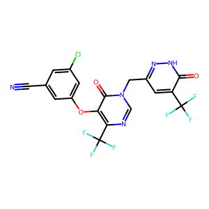 CAS: 1591823-76-5 | PC1007708 | 3-Chloro-5-((6-oxo-1-((6-oxo-5-(trifluoromethyl)-1,6-dihydropyridazin-3-yl)methyl)-4-(trifluoromethyl)-1,6-dihydropyrimidin-5-yl)oxy)benzonitrile