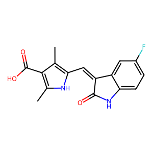 CAS: 452105-33-8 | PC109055 | 5-((5-Fluoro-2-Oxoindolin-3-Ylidene)Methyl)-2,4-Dimethyl-1H-Pyrrole-3-Carboxylic Acid