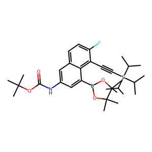 CAS: 2839207-57-5 | PC111868 | tert-Butyl (6-fluoro-4-(4,4,5,5-tetramethyl-1,3,2-dioxaborolan-2-yl)-5-((triisopropylsilyl)ethynyl)naphthalen-2-yl)carbamate