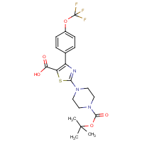 CAS:887267-74-5 | PC1903 | 4-[4-(trifluoromethoxy)phenyl]-2-(piperazin-1-yl-N-BOC protected)-1,3-thiazole-5-carboxylic acid