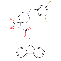 CAS:916422-01-0 | PC27873 | 1-[(3,5-Difluorophenyl)methyl]-4-({[(9H-fluoren-9-yl)methoxy]carbonyl}amino)piperidine-4-carboxylic acid