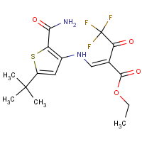 CAS: 648410-12-2 | PC31617 | ethyl 3-{[2-(aminocarbonyl)-5-(tert-butyl)-3-thienyl]amino}-2-(2,2,2-trifluoroacetyl)acrylate