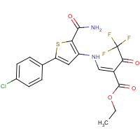 CAS: 648410-16-6 | PC31619 | ethyl 3-{[2-(aminocarbonyl)-5-(4-chlorophenyl)-3-thienyl]amino}-2-(2,2,2-trifluoroacetyl)acrylate