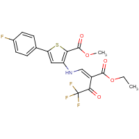 CAS: 648410-24-6 | PC31623 | methyl 3-{[2-(ethoxycarbonyl)-4,4,4-trifluoro-3-oxobut-1-enyl]amino}-5-(4-fluorophenyl)thiophene-2-c