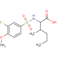 CAS: 1214082-62-8 | PC3197 | 2-[(3-Fluoro-4-methoxyphenyl)sulphonylamino]-3-methylhexanoic acid