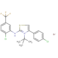 CAS:849066-33-7 | PC32244 | 3-(tert-butyl)-4-(4-chlorophenyl)-2-[2-chloro-5-(trifluoromethyl)anilino]-1,3-thiazol-3-ium bromide