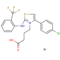 CAS:1029634-49-8 | PC32253 | 4-{4-(4-chlorophenyl)-2-[2-(trifluoromethyl)anilino]-1,3-thiazol-3-ium-3-yl}butanoic acid bromide