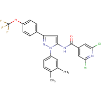 CAS:849066-57-5 | PC32573 | 2,6-dichloro-N-{1-(3,4-dimethylphenyl)-3-[4-(trifluoromethoxy)phenyl]-1H-pyrazol-5-yl}isonicotinamid