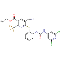 CAS:266362-81-6 | PC32632 | ethyl 5-cyano-6-{[2-({[(2,6-dichloro-4-pyridyl)amino]carbonyl}amino)phenyl]thio}-2-(trifluoromethyl)