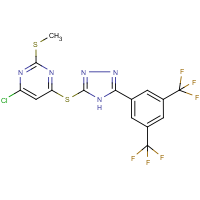 CAS:680217-14-5 | PC32661 | 4-chloro-6-({5-[3,5-di(trifluoromethyl)phenyl]-4H-1,2,4-triazol-3-yl}thio)-2-(methylthio)pyrimidine