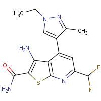 CAS:1005679-22-0 | PC410360 | 3-Amino-6-(difluoromethyl)-4-(1-ethyl-3-methyl-1H-pyrazol-4-yl)thieno[2,3-b]pyridine-2-carboxamide