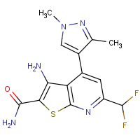 CAS:1005694-50-7 | PC410361 | 3-Amino-6-(difluoromethyl)-4-(1,3-dimethyl-1H-pyrazol-4-yl)thieno[2,3-b]pyridine-2-carboxamide