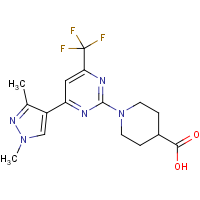 CAS: 1006334-19-5 | PC410389 | 1-[4-(1,3-Dimethyl-1H-pyrazol-4-yl)-6-(trifluoromethyl)pyrimidin-2-yl]piperidine-4-carboxylic acid
